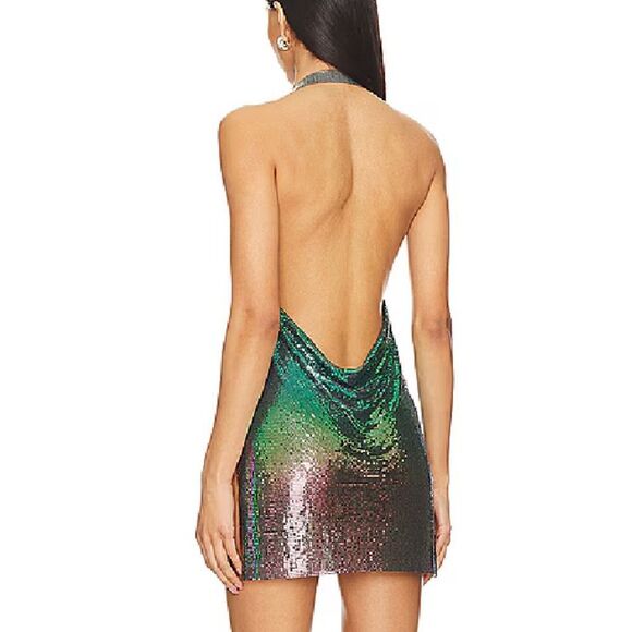 Superdown paula drape mini dress chainmail metal black purple NWT XS - Picture 3 of 10